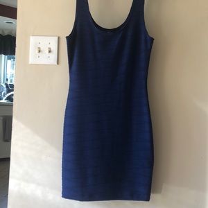 Blue double scoop body con dress